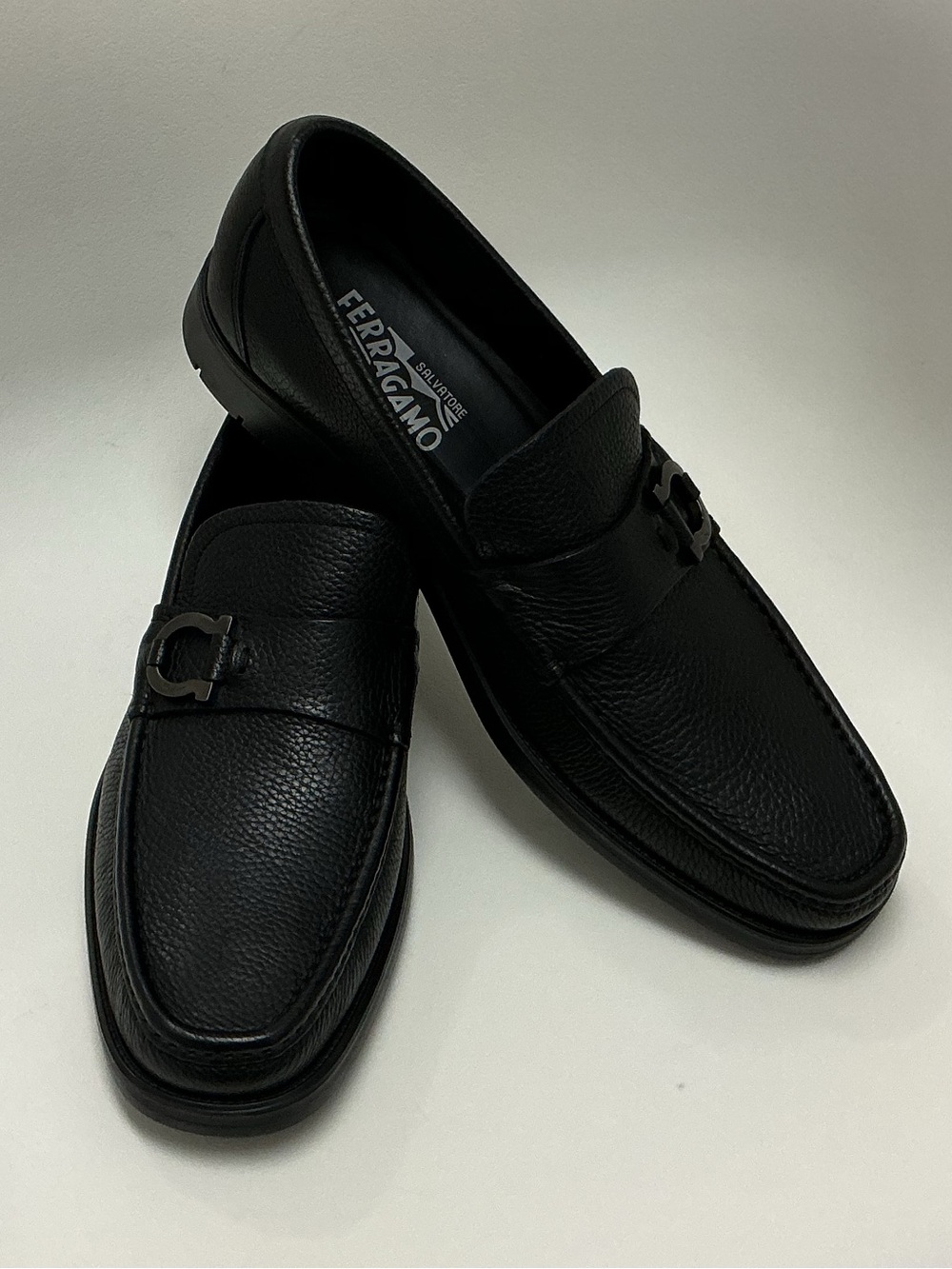 Salvatore Ferragamo Black Leather Horsebit Slip On Loafers Size 11